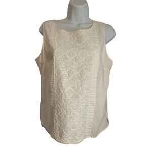 Talbots 10P White Eyelet Cutout Sleeveless Women's Blouse